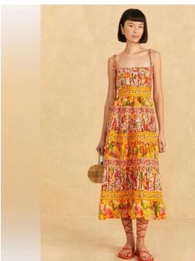 FARM Rio mixed fruits paradise maxi dress with tassels